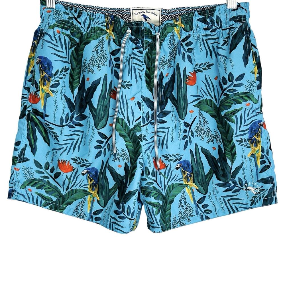 Ted Baker Swim Shorts‎ Mens 3 Small Blue Beach Tropical Surf Vacation Parrots